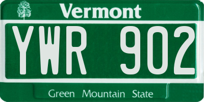 VT license plate YWR902