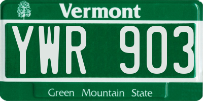 VT license plate YWR903