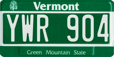 VT license plate YWR904