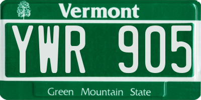 VT license plate YWR905