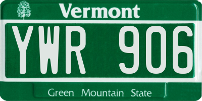 VT license plate YWR906