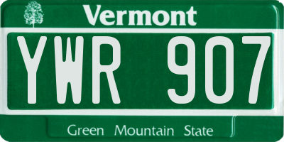 VT license plate YWR907