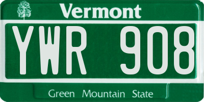 VT license plate YWR908