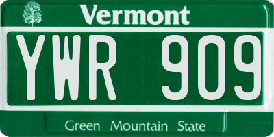 VT license plate YWR909