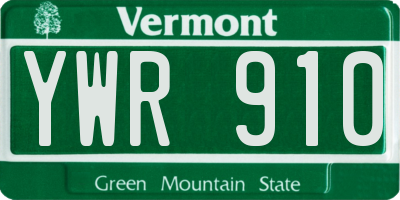 VT license plate YWR910