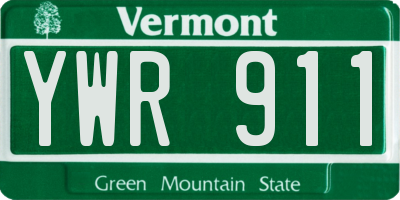 VT license plate YWR911