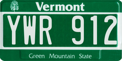VT license plate YWR912