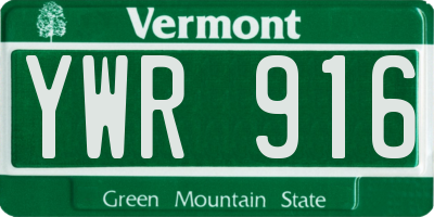 VT license plate YWR916