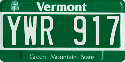 VT license plate YWR917