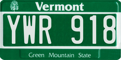 VT license plate YWR918