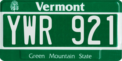 VT license plate YWR921