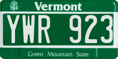 VT license plate YWR923