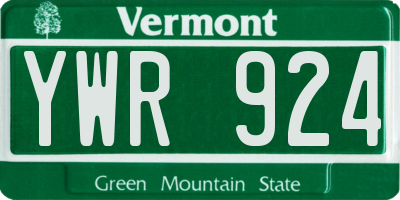 VT license plate YWR924