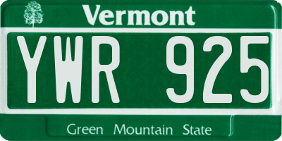 VT license plate YWR925
