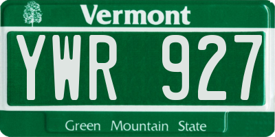VT license plate YWR927