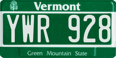 VT license plate YWR928