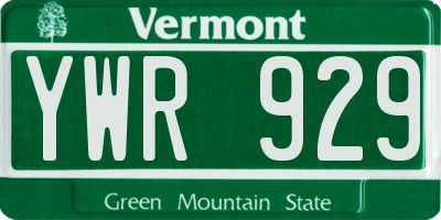 VT license plate YWR929