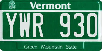 VT license plate YWR930