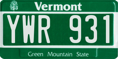 VT license plate YWR931