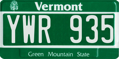 VT license plate YWR935