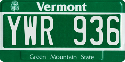 VT license plate YWR936