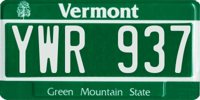 VT license plate YWR937