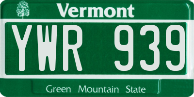 VT license plate YWR939