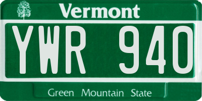 VT license plate YWR940