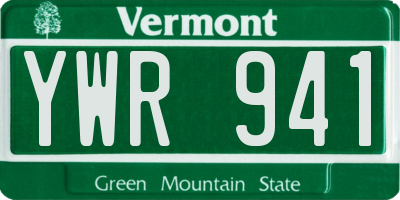 VT license plate YWR941