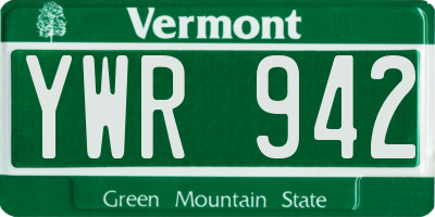 VT license plate YWR942