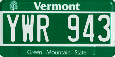 VT license plate YWR943