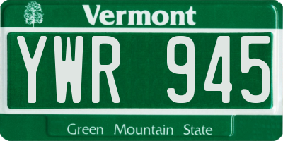 VT license plate YWR945