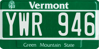VT license plate YWR946