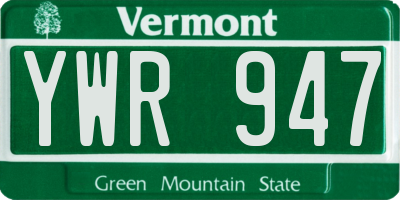 VT license plate YWR947
