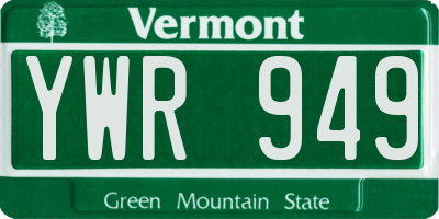 VT license plate YWR949