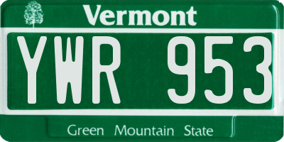 VT license plate YWR953