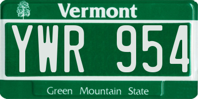 VT license plate YWR954
