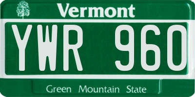 VT license plate YWR960