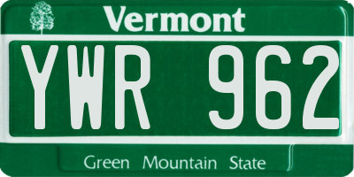 VT license plate YWR962