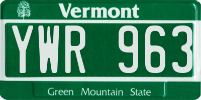 VT license plate YWR963