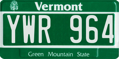 VT license plate YWR964
