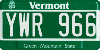 VT license plate YWR966
