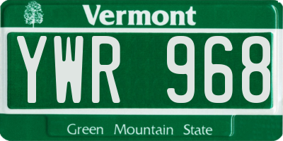 VT license plate YWR968