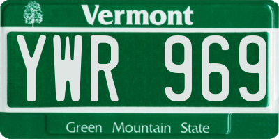 VT license plate YWR969