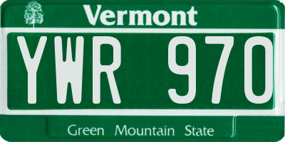 VT license plate YWR970