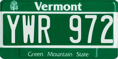 VT license plate YWR972