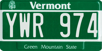 VT license plate YWR974