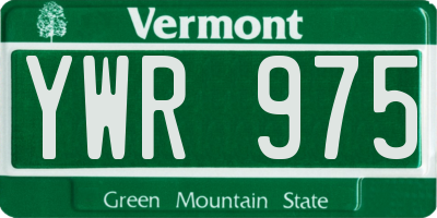 VT license plate YWR975
