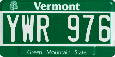 VT license plate YWR976