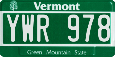 VT license plate YWR978